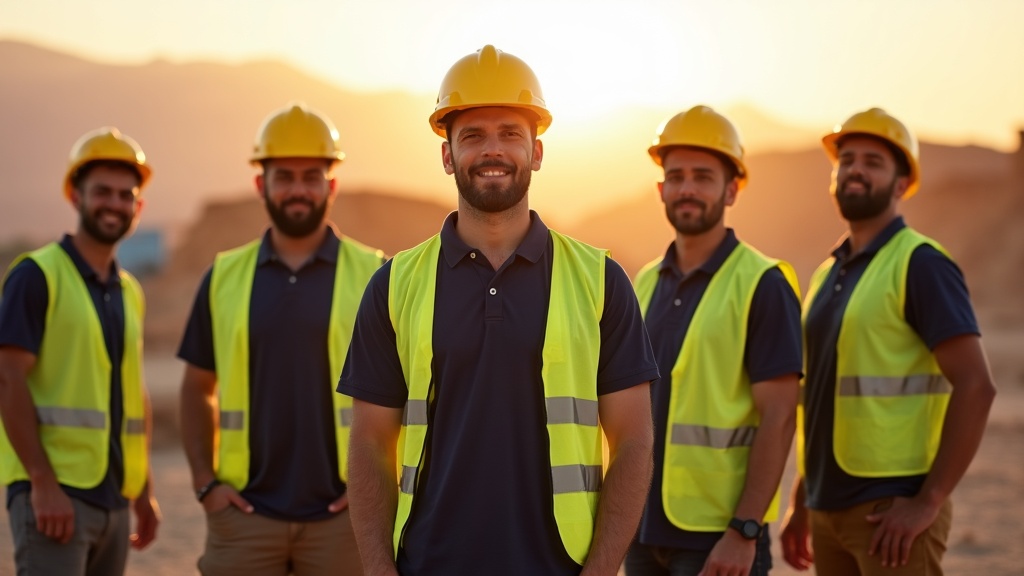 Construction crew wearing branded high-visibility apparel on a Las Vegas jobsite